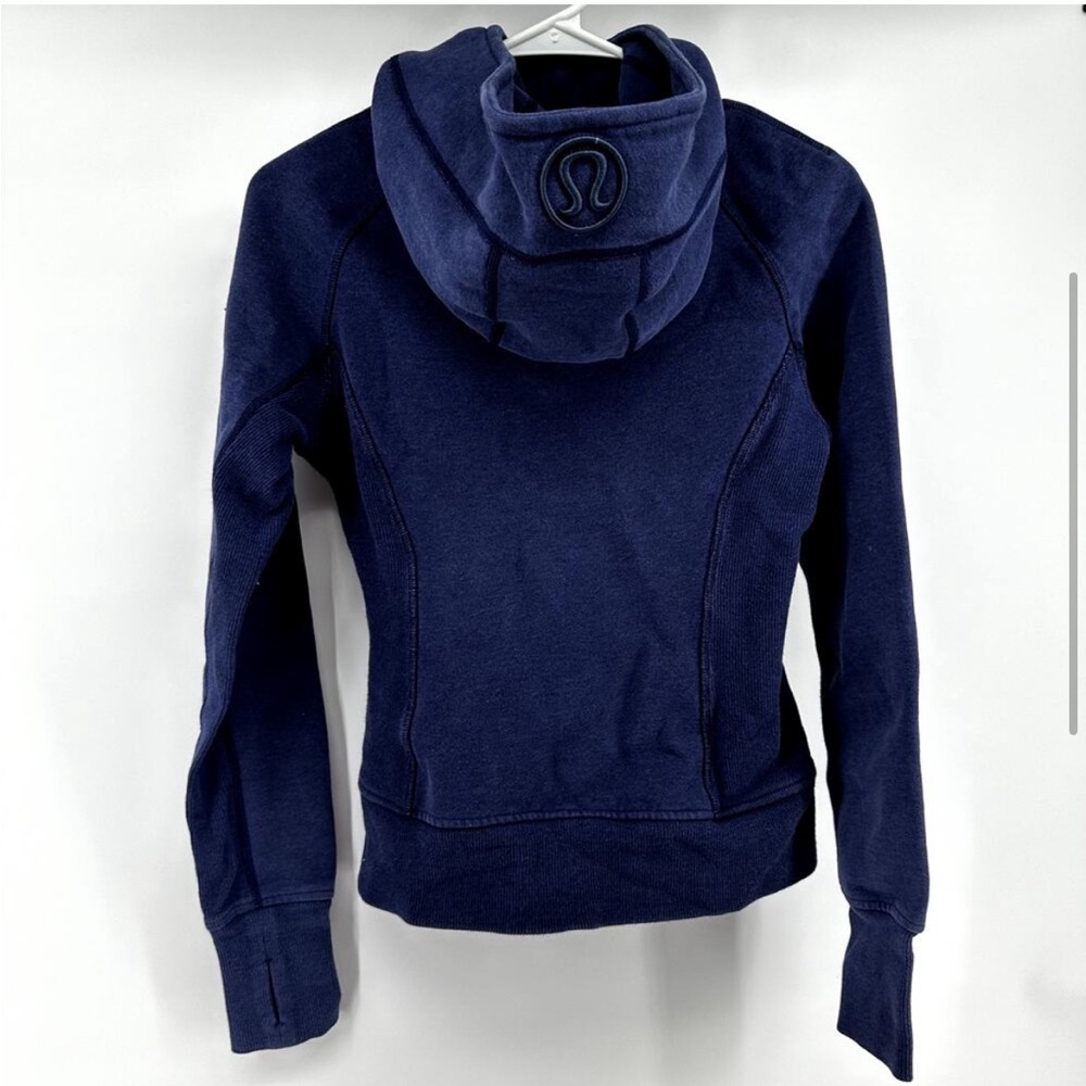 Lululemon Scuba Hoodie Heathered Emperor Blue Cotton Fleece Thumbholes 6 - Picture 5 of 5